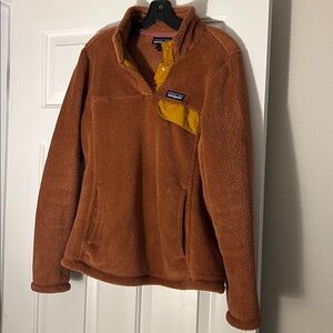 Patagonia Rust Fleece Pullover with Mustard Accents